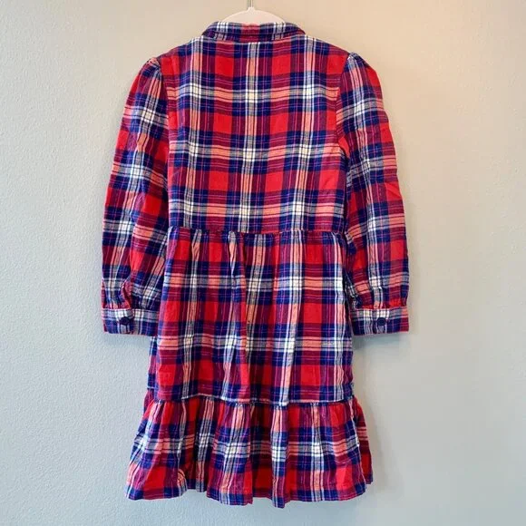 MINI BODEN Plaid Dress Girls 5-6 5T 116cm Cozy Cotton Holiday Tartan Winter - Picture 2 of 7